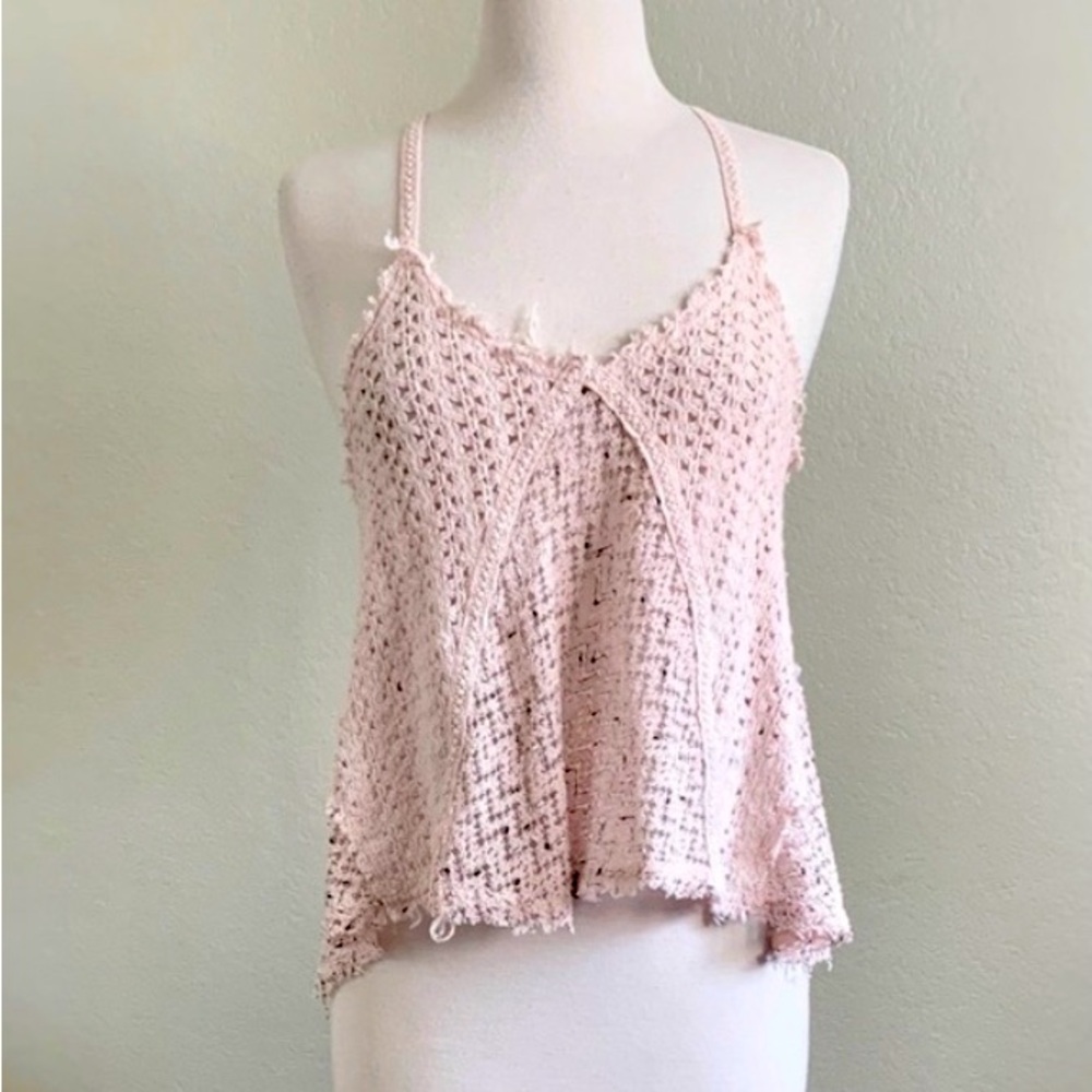 FREE PEOPLE | Blush Pink Open Knit
Racerback Top